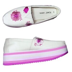 TOMS Platform Floral Alpargata Slip-Ons